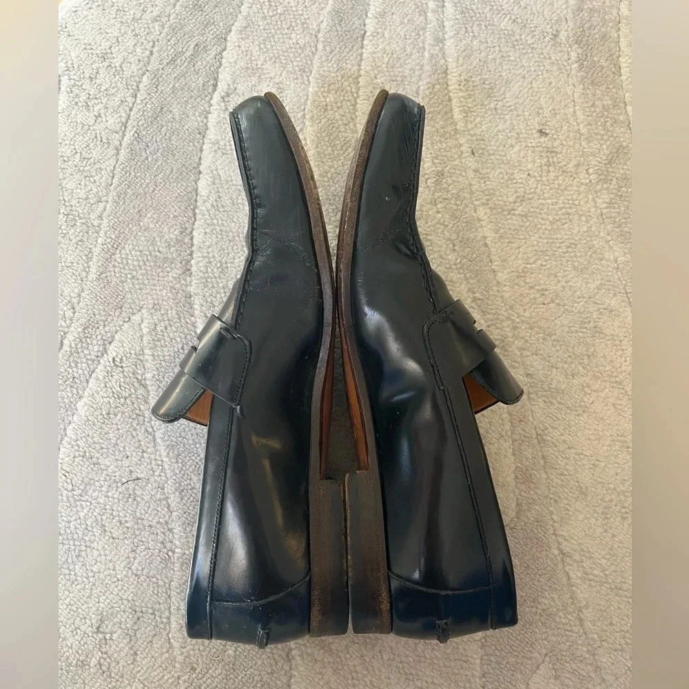 GUCCI Men’s Black Leather Loafers with Logo, style 181797, size 41.5 / 8